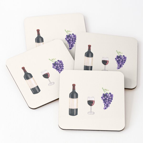 Item preview, Watercolor Wine Bottle, Glass of Wine, Grape Sticker Pack designed and sold by MarssyMT.