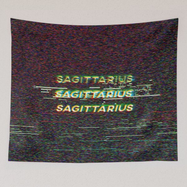 Item preview, Futuristic Sagittarius Zodiac Sign Text with a Glitch & Noise designed and sold by Cefani Musk.