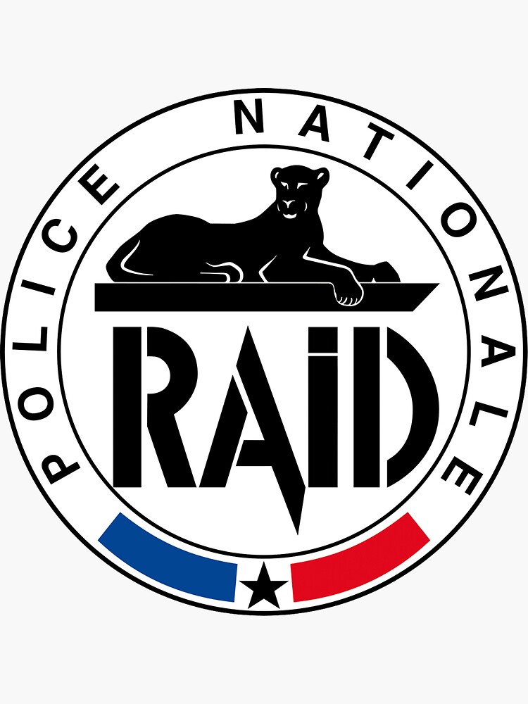 "NATIONAL POLICE RAID" Sticker for Sale by Aspretto  Redbubble