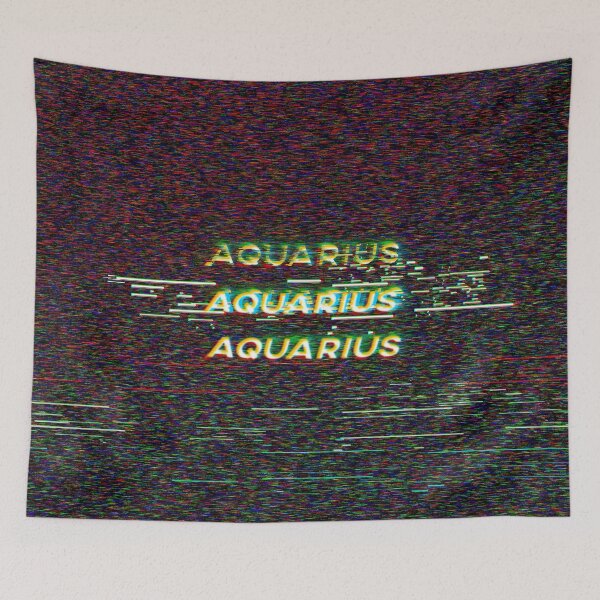 Item preview, Futuristic Aquarius Zodiac Sign Text with a Glitch & Noise designed and sold by Cefani Musk.