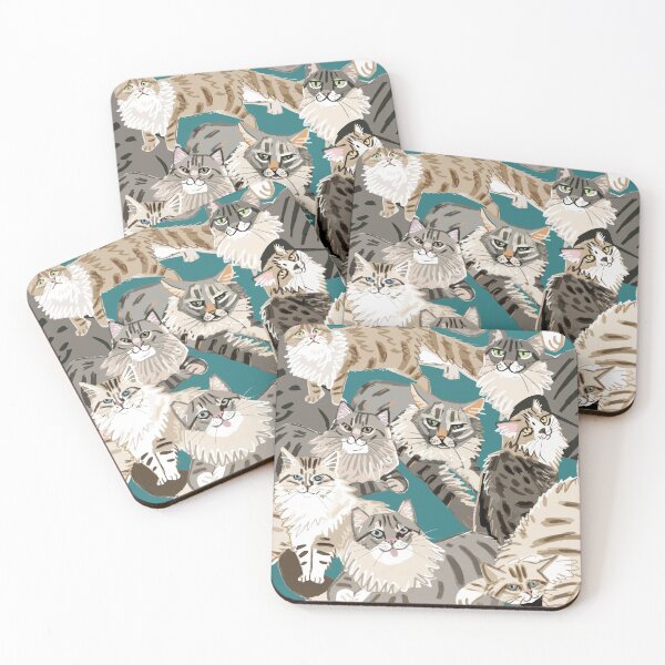 Item preview, Cats Paradise petrol pattern designed and sold by belettelepink.