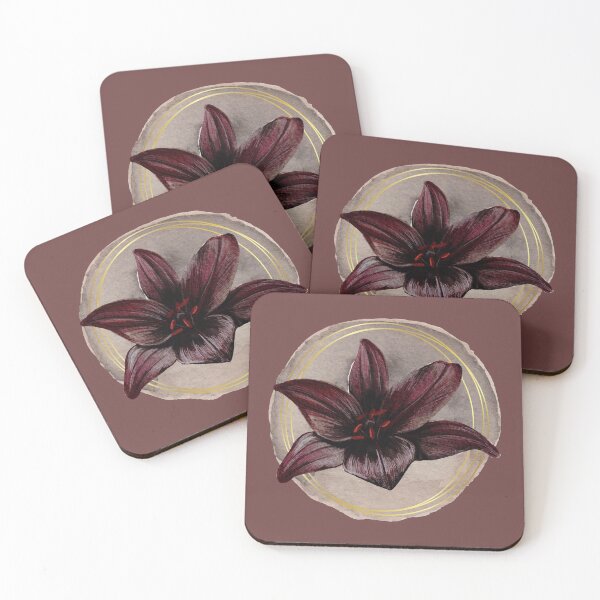 Item preview, Dark Flower - Watercolor Painting - Gold Circle designed and sold by ArtStore20.