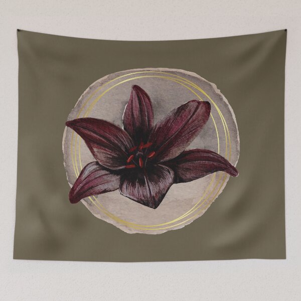 Item preview, Dark Flower - Watercolor Painting - Gold Circle designed and sold by ArtStore20.