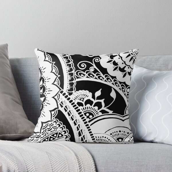 Item preview,  Circle Mehndi Design White on Black Background designed and sold by Mimsartprojects.