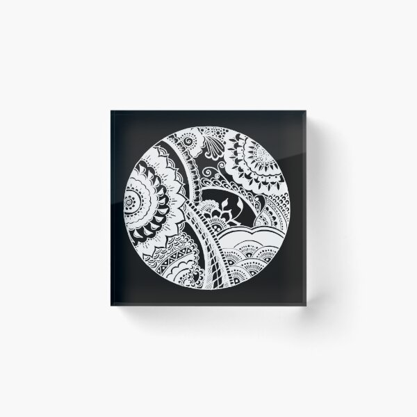 Item preview,  Circle Mehndi Design White on Black Background designed and sold by Mimsartprojects.