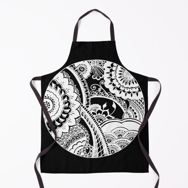 Item preview,  Circle Mehndi Design White on Black Background designed and sold by Mimsartprojects.