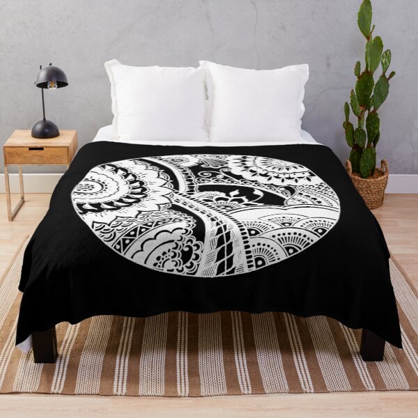 Item preview,  Circle Mehndi Design White on Black Background designed and sold by Mimsartprojects.