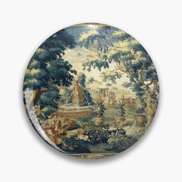 Item preview, PARK SCENE WITH TREES,SITTING COUPLE AND HUNTERS IN WOODLAND LANDSCAPE Antique Flemish Tapestry designed and sold by BulganLumini.