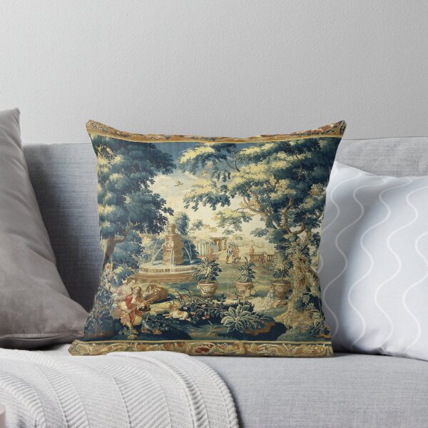 Item preview, SCÈNE DE PARC AVEC ARBRES, COUPLE ASSIS ET CHASSEURS DANS UN PAYSAGE BOISÉ Tapisserie flamande antique designed and sold by BulganLumini.