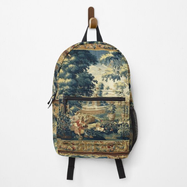Item preview, PARK SCENE WITH TREES,SITTING COUPLE AND HUNTERS IN WOODLAND LANDSCAPE Antique Flemish Tapestry designed and sold by BulganLumini.