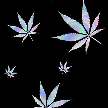 Artwork thumbnail, Holographic Weed Leaves Teen VSCO 420 Holo Sticker Set by Trip C