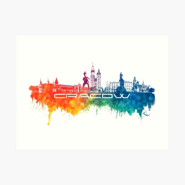 Cracow skyline city color Art Print