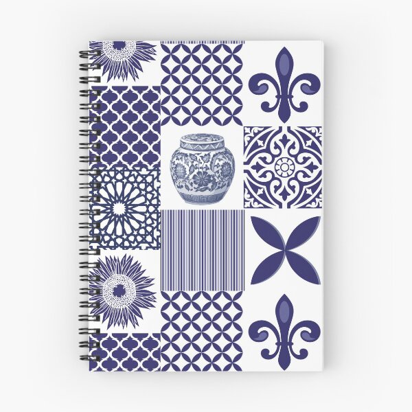 Item preview, Hamptons Navy Blue White Patchwork Tiles Pattern designed and sold by HotHibiscus.