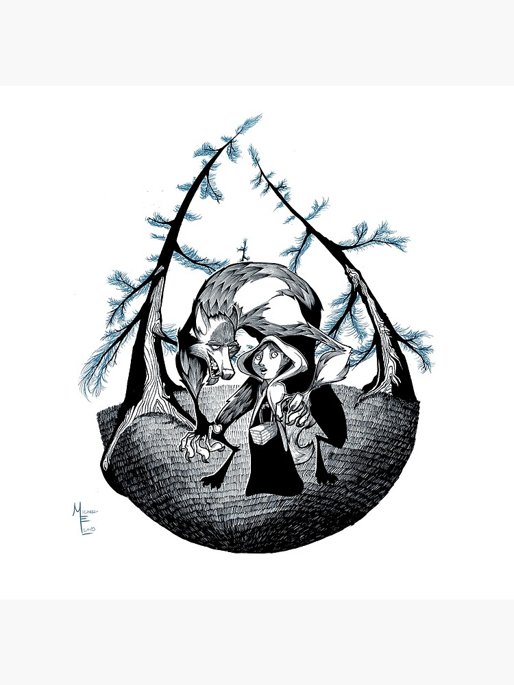 Thumbnail 2 of 2, Art Board Print, Red Riding Hood and the Wolf designed and sold by likemoyd.