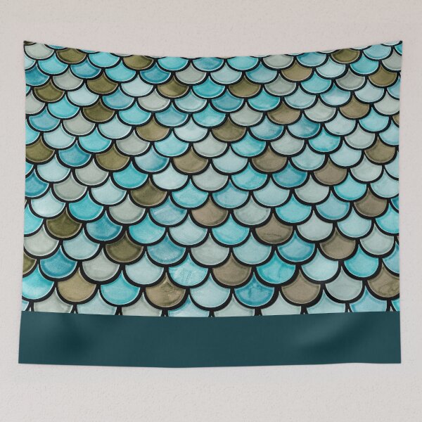 Item preview, Blue Fish Scale Tiles designed and sold by Studio MaC.
