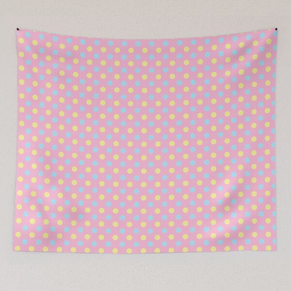 Item preview, Pastel Yellow and Blue Polka Dots on Pink Background designed and sold by Bumblefuzzies.