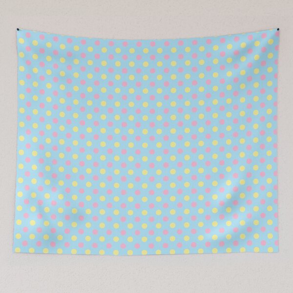 Item preview, Pastel Yellow and Pink Polka Dots on Blue Background designed and sold by Bumblefuzzies.