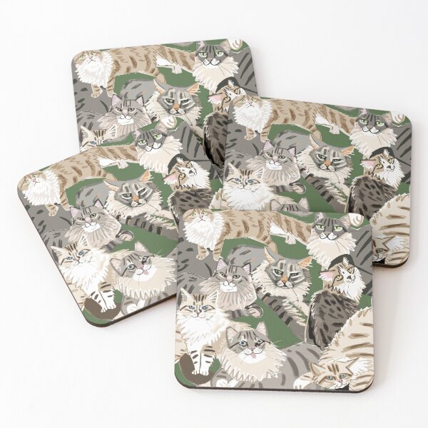 Item preview, Cats Paradise Green pattern designed and sold by belettelepink.