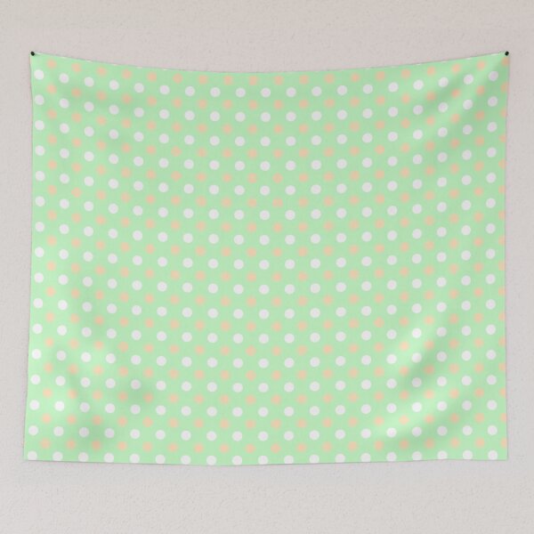 Item preview, Pastel White and Peach Polka Dots on Green Background designed and sold by Bumblefuzzies.