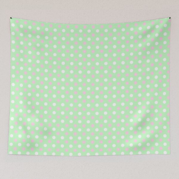 Item preview, Pastel White and Pink Polka Dots on Green Background designed and sold by Bumblefuzzies.