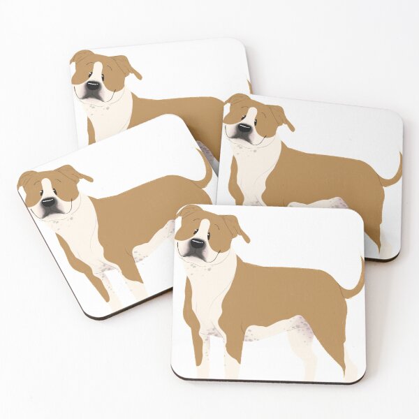 Item preview, Fawn and White AmStaff 2 designed and sold by scribblesnsnuff.