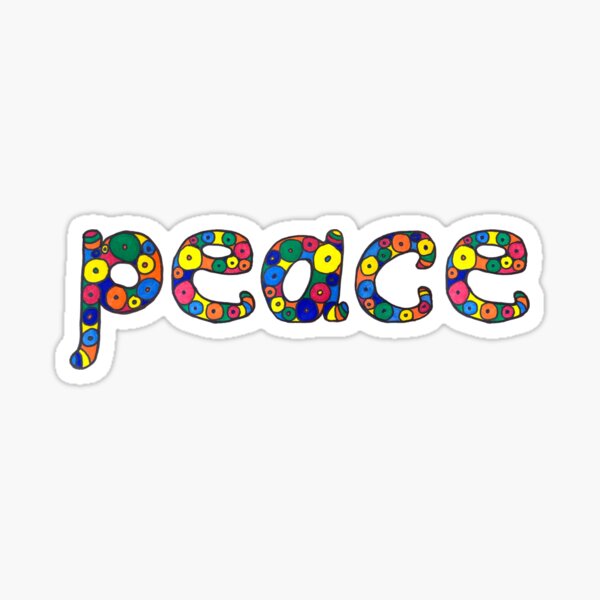 word "peace" in colorful circles Sticker