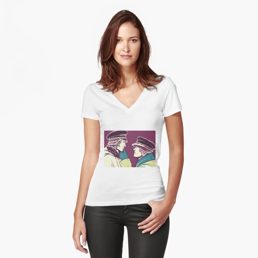 Item preview, Fitted V-Neck T-Shirt designed and sold by brainyraccoons.