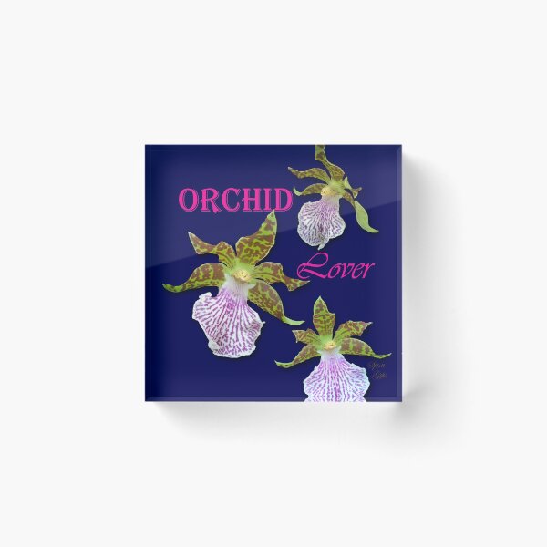 Item preview, Orchid Lover Green Purple Tiger Orchids Blue Background designed and sold by SpiritGifts.