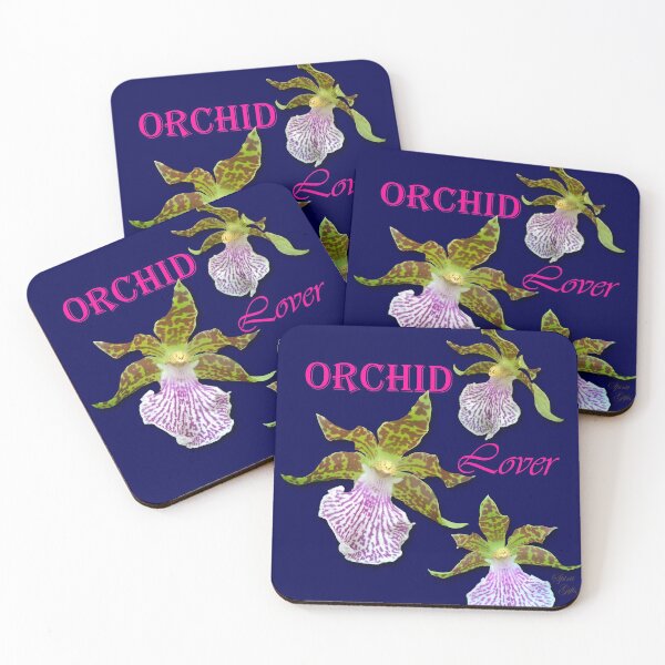 Item preview, Orchid Lover Green Purple Tiger Orchids Blue Background designed and sold by SpiritGifts.