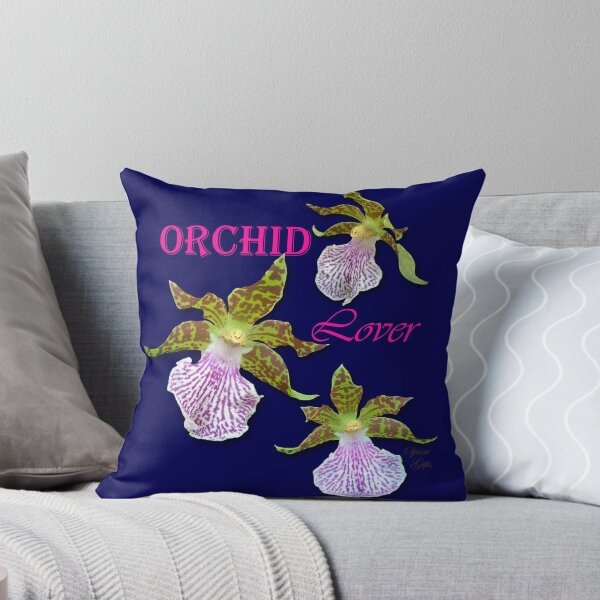 Item preview, Orchid Lover Green Purple Tiger Orchids Blue Background designed and sold by SpiritGifts.