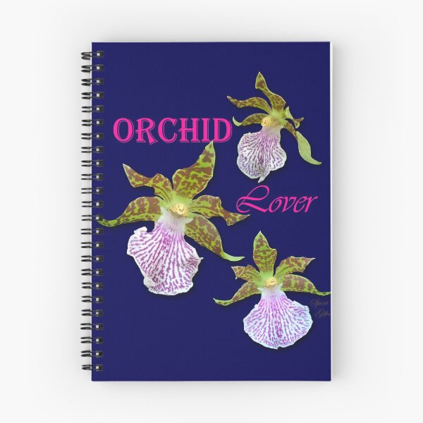 Item preview, Orchid Lover Green Purple Tiger Orchids Blue Background designed and sold by SpiritGifts.