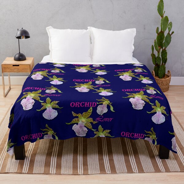 Item preview, Orchid Lover Green Purple Tiger Orchids Blue Background designed and sold by SpiritGifts.