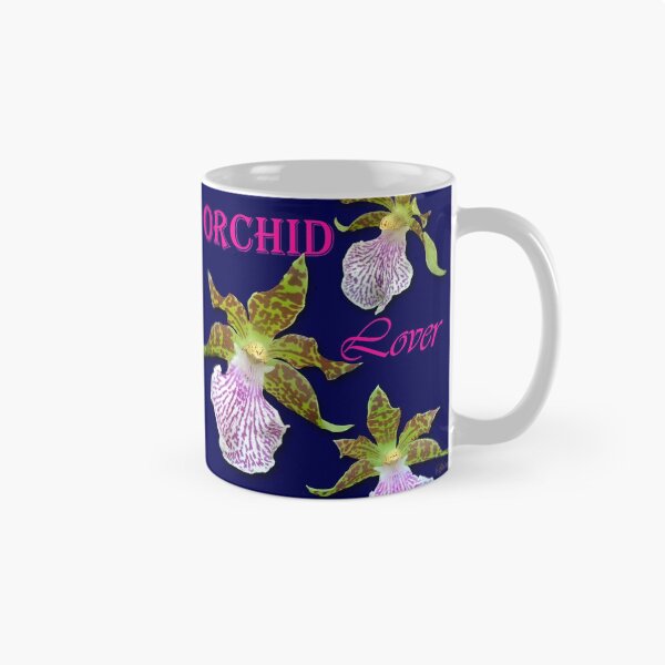Item preview, Orchid Lover Green Purple Tiger Orchids Blue Background designed and sold by SpiritGifts.