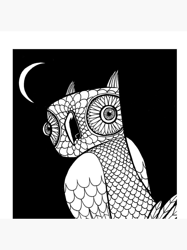 Thumbnail 3 of 3, Pin, Owl Under A Crescent Moon designed and sold by likemoyd.
