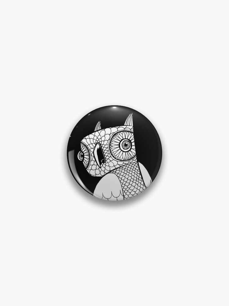 Thumbnail 1 of 3, Pin, Owl Under A Crescent Moon designed and sold by likemoyd.