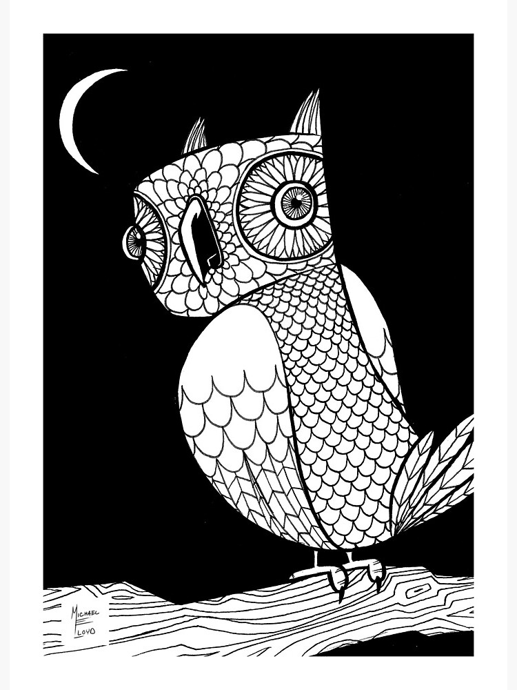 Thumbnail 2 of 2, Postcard, Owl Under A Crescent Moon designed and sold by likemoyd.