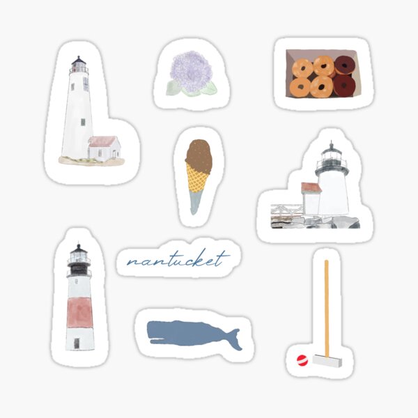 Artikel-Vorschau von Nantucket ACK-Aufkleberpaket, designt und verkauft von nantucketgirl.