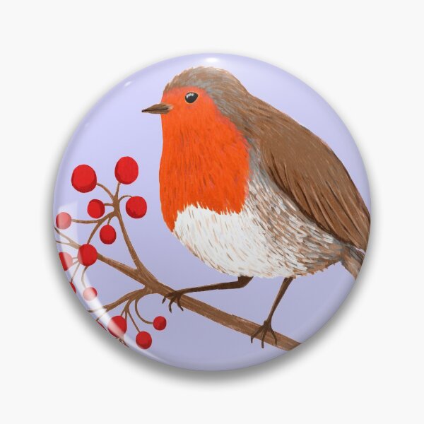 Item preview, European Robin Bird Pattern - Blue designed and sold by Kraina.