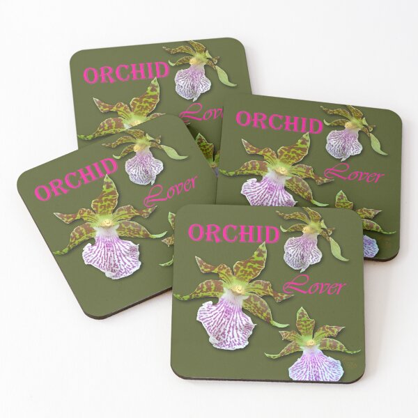 Item preview, Orchid Lover Green Purple Tiger Orchids Army Green Background designed and sold by SpiritGifts.