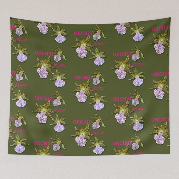 Item preview, Orchid Lover Green Purple Tiger Orchids Army Green Background designed and sold by SpiritGifts.
