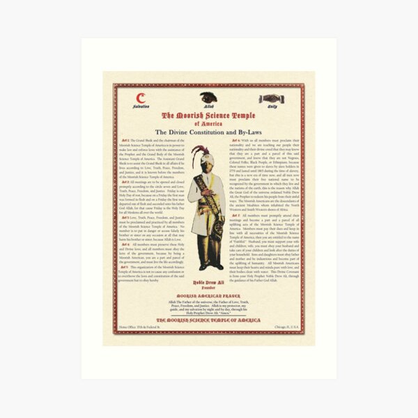 Divine Constitution & By-Laws Moorish Science Temple 2014 Calligrapher Pulp Art Print
