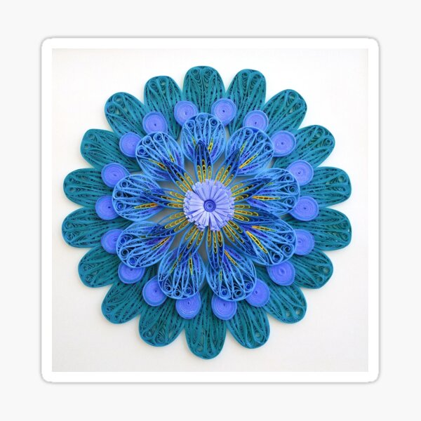 Paper Quilling Blue Shades Mandala Sticker