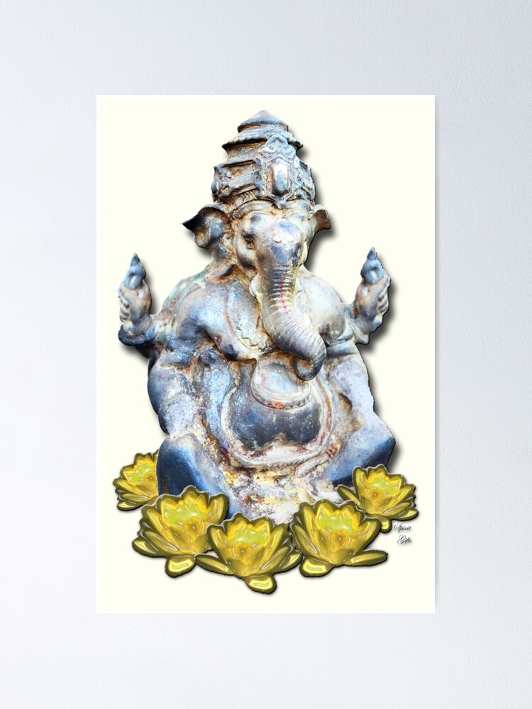 Shri Ganesha The God of Success Yellow Lotus Cream Background