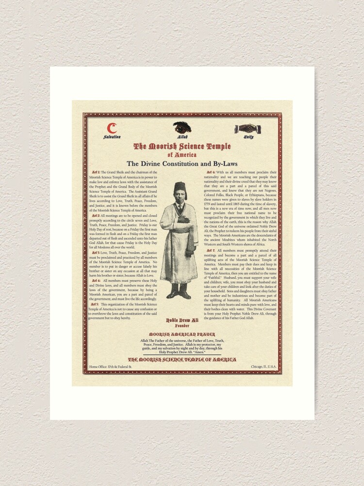 divine constitution by laws moorish science temple 1928 calligrapher