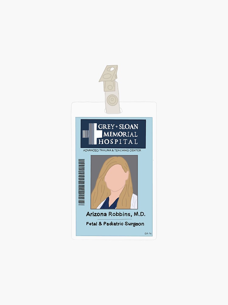 Arizona Robbins ID card arizona-robbins-id-card-sticker-for-sale-by-allysagrooms-redbubble