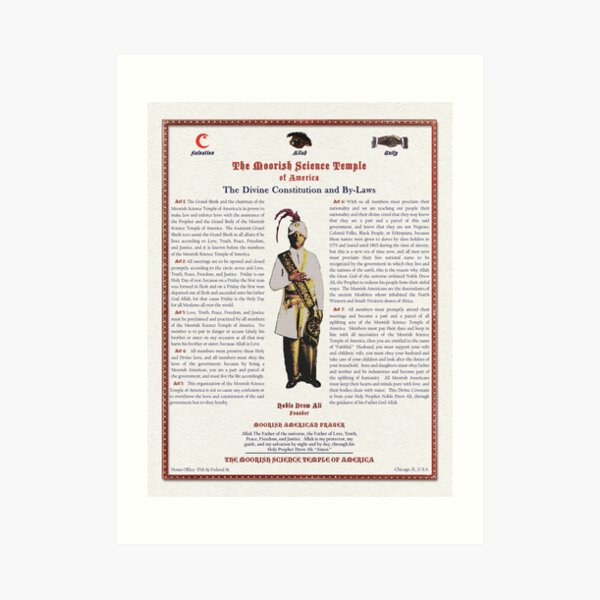 Divine Constitution & By-Laws Moorish Science Temple 2020 Linen Pulp Art Print