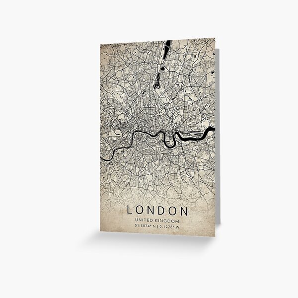 Aperçu de l'œuvre Carte des rues vintage de Londres Angleterre avec coordonnées créée et vendue par RossWilson12.