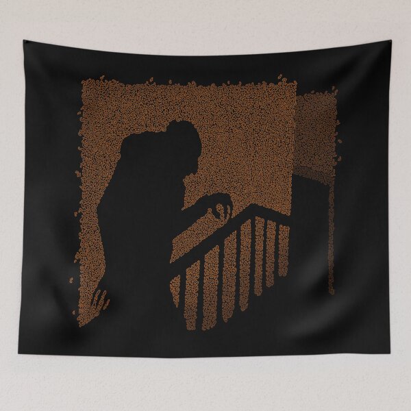 Item preview, Nosferatu poster by Friedrich Wilhelm Murnau made up of small curved shapes designed and sold by AmoebaLine.