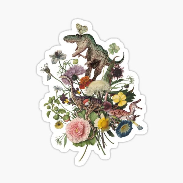 Item preview, Cottagecore DINO-MITE Dinosaur Botanical Bouquet designed and sold by Giddygoatthe3rd.