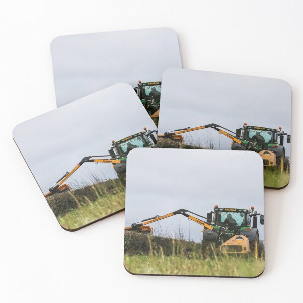 Green Tractor In The Field Set of 4 Coasters 